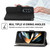 For Samsung Galaxy Z Fold3 5G Skin-feel Flowers Embossed Wallet Leather Phone Case(Black)