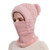 Women One-piece Hat Scarf Warm Knitted Hat Plus Velvet Overhead Cap(Pink)