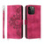 For iPhone 14 Pro Skin-feel Flowers Embossed Wallet Leather Phone Case(Wine Red)