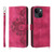 For iPhone 14 Plus Skin-feel Flowers Embossed Wallet Leather Phone Case(Wine Red)