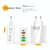 65W Dual PD Type-C + 3 x USB Multi Port Charger with 3A Type-C to Type-C Data Cable, UK Plug(White)
