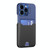 For iPhone 14 Contrasting Colors Invisible Holder Phone Case(Dark Black Blue)