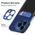 For iPhone 14 Contrasting Colors Invisible Holder Phone Case(Dark Black Blue)