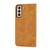 For Samsung Galaxy S21+ 5G Cubic Grid Calf Texture Magnetic Closure Leather Phone Case(Yellow)