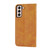 For Samsung Galaxy S21 FE 5G Cubic Grid Calf Texture Magnetic Closure Leather Phone Case(Yellow)