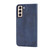 For Samsung Galaxy S21 FE 5G Cubic Grid Calf Texture Magnetic Closure Leather Phone Case(Blue)