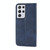 For Samsung Galaxy S21 Ultra 5G Cubic Grid Calf Texture Magnetic Closure Leather Phone Case(Blue)