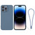 For iPhone 14 Pro Max Silicone Phone Case with Wrist Strap(Grey Blue)