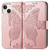 For iPhone 14 Plus Butterfly Embossing Leather Case (Rose Gold)