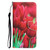 For iPhone 14 Pro Max Colored Drawing Leather Phone Case (Tulips)