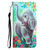 For iPhone 14 Pro Max Colored Drawing Leather Phone Case (Elephant)