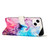 For iPhone 14 Crossbody Painted Marble Pattern Leather Phone Case (Pink Purple)