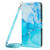 For iPhone 14 Plus Crossbody Painted Marble Pattern Leather Phone Case (Blue Green)