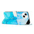 For iPhone 14 Plus Crossbody Painted Marble Pattern Leather Phone Case (Blue Green)
