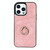 For iPhone 13 Pro Max Vintage Patch Leather Phone Case with Ring Holder (Pink)