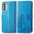 For Motorola Moto G52 Four-leaf Clasp Embossed Buckle Leather Phone Case(Blue)