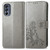 For Motorola Moto G62 Four-leaf Clasp Embossed Buckle Leather Phone Case(Gray)