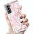For Samsung Galaxy S21 5G Electroplated Marble Pattern TPU Phone Case(Pink and White)