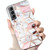 For Samsung Galaxy S22+ 5G Electroplated Marble Pattern TPU Phone Case(White Gravel Pink)