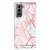 For Samsung Galaxy S21 FE 5G Electroplated Marble Pattern TPU Phone Case(Pink and White)