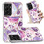 For Samsung Galaxy S21 Ultra 5G Electroplated Marble Pattern TPU Phone Case(Purple Flower)