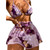 Sexy Solid Color Pleated Stitching High Waist Slim Waist Shorts Swimsuit, Size:XL(Purple)