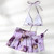 Sexy Solid Color Pleated Stitching High Waist Slim Waist Shorts Swimsuit, Size:XL(Purple)