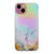 For iPhone 14 Plus Laser Marble Pattern Clear TPU Shockproof Protective Case(Pink)