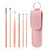 Stainless Steel Nail Clipper Set Beauty Eyebrow Trimmer, Color: 6 PCS/Set (Pink)