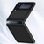 For Samsung Galaxy Z Flip4 Solid Color Carbon Fiber Texture PU Shockproof Phone Case (Gold)