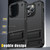 For iPhone 14 PC + TPU Shockproof Phone Case with Holder (Black+Black)