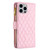 For iPhone 14 Pro Max Diamond Lattice Zipper Wallet Leather Flip Phone Case (Pink)