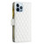 For iPhone 13 Pro Diamond Lattice Zipper Wallet Leather Flip Phone Case (White)