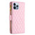 For iPhone 13 Pro Diamond Lattice Zipper Wallet Leather Flip Phone Case (Pink)
