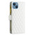 For iPhone 13 Diamond Lattice Zipper Wallet Leather Flip Phone Case(White)