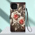 For iPhone 14 Plus Painted Flat Texture Leather Case with Lanyard & Card Slot & Wallet & Holder (Roses On Black)