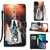 For iPhone 14 Plus Painted Flat Texture Leather Case with Lanyard & Card Slot & Wallet & Holder (Cat And Tiger)