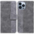 For iPhone 14 Pro Max Geometric Embossed Leather Phone Case (Grey)