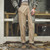 S2007085 Men Retro Straight Casual Trousers Overalls, Size: XL(Khaki)