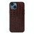 For iPhone 14 Crocodile Top Layer Cowhide Leather Case (Coffee)