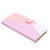 For iPhone 14 Plus Tricolor Stitching Flip Leather Phone Case  (Pink)