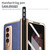 For Samsung Galaxy Z Fold3 Litchi Texture Integrated Electroplating Hinge Flip Phone Case with Pen Slot(Blue)