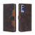 For vivo Y53S 5G/iQOO Z5x/T1X Stitching Skin Feel Magnetic Buckle Horizontal Flip PU Leather Case(Brown)