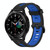 For Samsung Galaxy Watch 4 Classic 42mm 20mm Vertical Pattern Two-Color Silicone Watch Band(Black+Blue)
