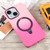 For iPhone 15 Gradient MagSafe Holder Liquid TPU Hybrid PC Phone Case(Pink Red)