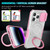 For iPhone 15 Pro Sliding Camshield Magsafe Holder TPU Hybrid PC Phone Case(Pink White)