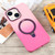 For iPhone 13 Gradient MagSafe Holder Liquid TPU Hybrid PC Phone Case(Pink Red)