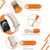 For Apple Watch SE 2023 44mm Reverse Buckle Magnetic Silicone Watch Band(Rose Buckle Starlight Orange)