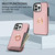 For iPhone 14 Pro Ring Card  Litchi Leather Back Phone Case(Pink)