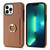 For iPhone 13 Pro Max Ring Card  Litchi Leather Back Phone Case(Brown)